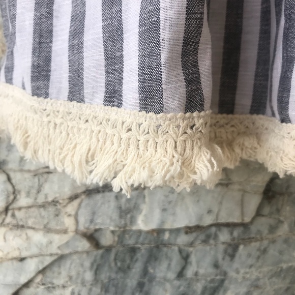 ASOS Tall Gray/White Stripe Embroidered Dress - Picture 6 of 7